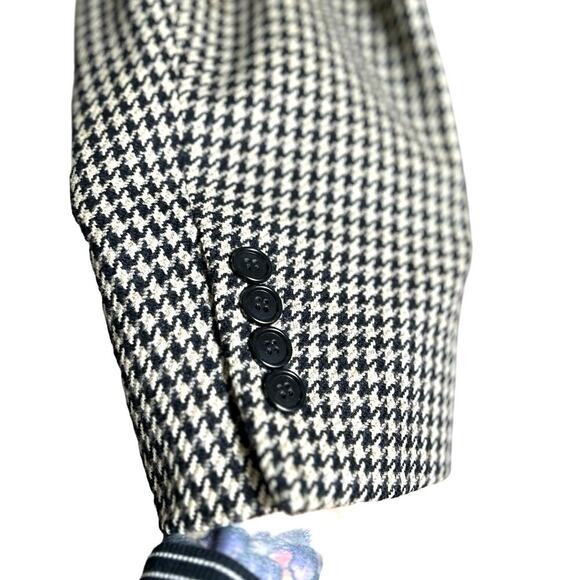 Donna Karan Men’s 100% Wool Houndstooth Blazer Black/Brown Size 46 Regular - Picture 7 of 8